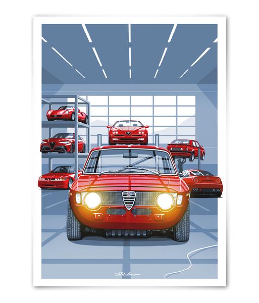 Alfa Romeo イラスト　額縁 Alfisti | ARTPRINT – Petrolheart